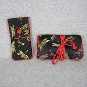 Shanghai Tang Silk Eyeglasses Case &‎ Makeup/Jewelry Travel Bags Dragonfly